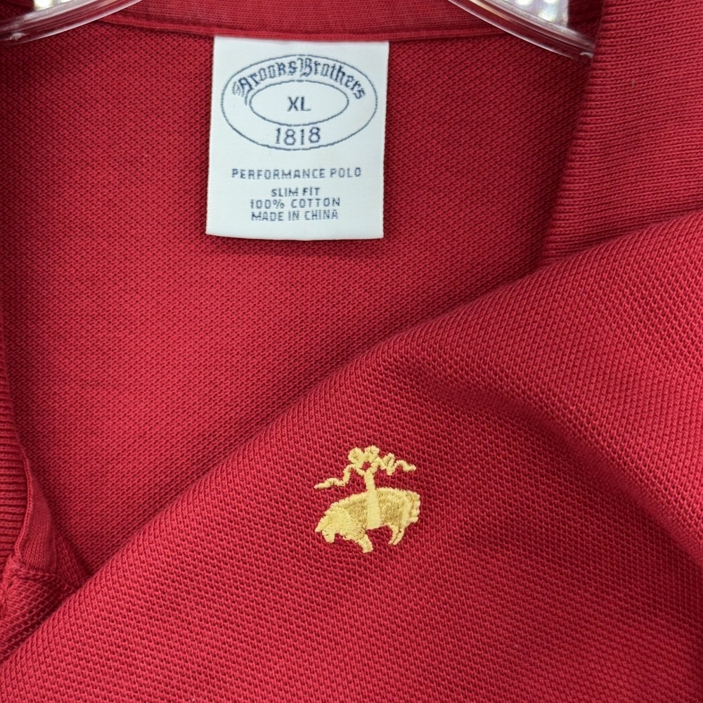 Brooks Brothers 1818 Performance Polo Shirt Mens XL Red Slim Fit Cotton Golf